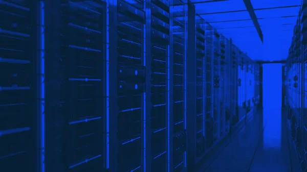 Server Racks Computernetwerk Beveiliging Server Room Datacenter Maken Donkerblauw — Stockfoto