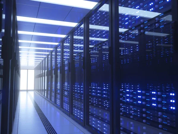 Server Racks Computer Network Security Server Room Data Center Render — Stock Photo, Image