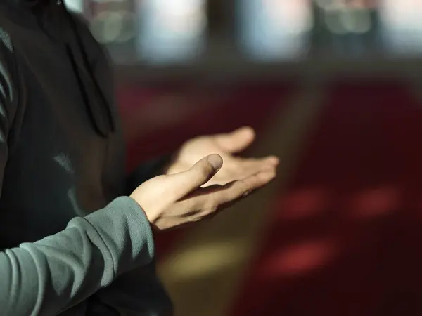 Prière Musulmane Intérieur Mosquée Dans Culte Namaz Allah — Photo