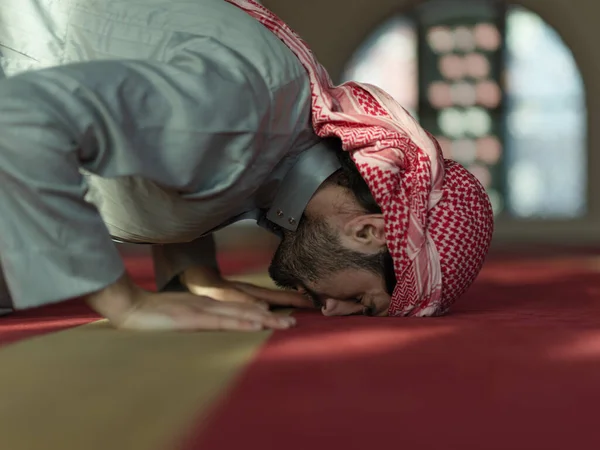 Prière Musulmane Intérieur Mosquée Dans Culte Namaz Allah — Photo