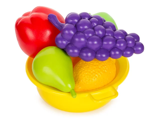 Toy fruits in bowl — Stock Photo, Image