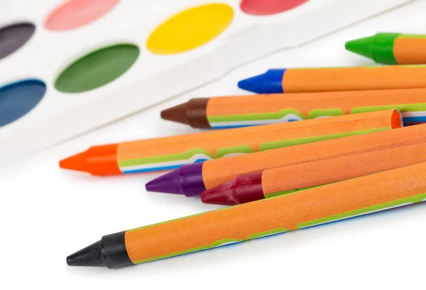 Wax crayon and watercolor — Stock Photo, Image