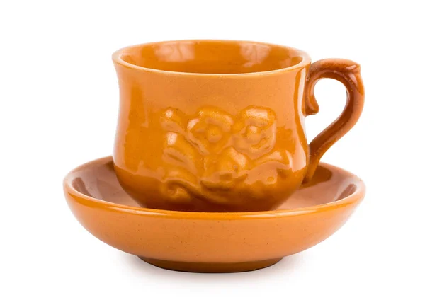 Clay teacup with saucer — Stock Photo, Image