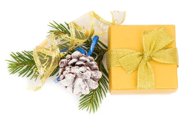 Christmas decorations and gift box — Stock Photo, Image