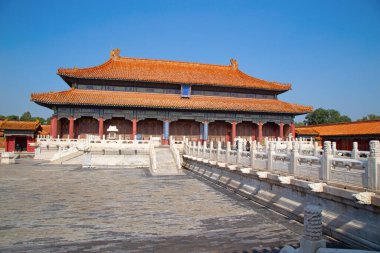 BEIJING, ÇİN - 14 Ekim 2017: Yasak Şehir (Saray Müzesi), Çin imparatorluk sarayı Ming hanedanlığından Qing hanedanlığının sonuna kadar (1420-1912)).