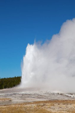 Yellowstone Ulusal Parkı 'nda eski Sadık gayzer patlaması, ABD