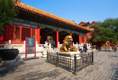 BEIJING, ÇİN - 14 Ekim 2017: Yasak Şehir (Saray Müzesi), Çin imparatorluk sarayı Ming hanedanlığından Qing hanedanlığının sonuna kadar (1420-1912)).