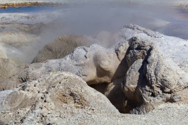 Yellowstone Ulusal Parkı 'ndaki kara kum gayzer havzası, ABD