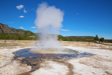 Yellowstone Ulusal Parkı 'ndaki kara kum gayzer havzası, ABD