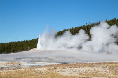 Yellowstone Ulusal Parkı 'nda eski Sadık gayzer patlaması, ABD