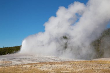 Yellowstone Ulusal Parkı 'nda eski Sadık gayzer patlaması, ABD