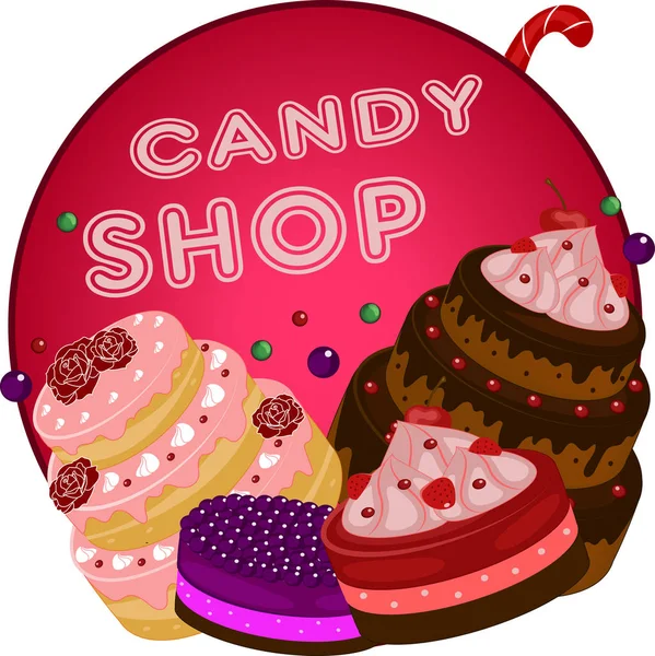 Barevné candy shop popisek — Stock fotografie