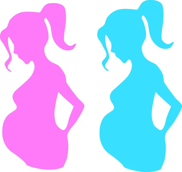 Pregnant woman pink and blue — Stock Photo, Image