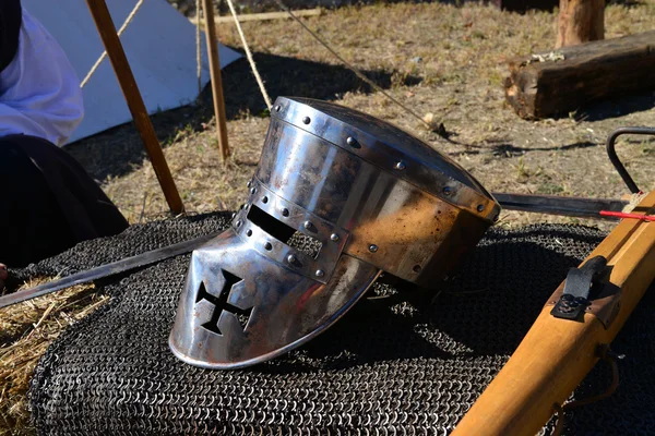 Medieval metal helmet — Stock Photo, Image