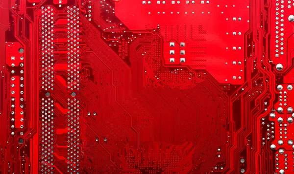 Röd elektroniska kretskort — Stockfoto