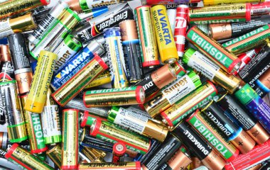 used batteries background editorial clipart
