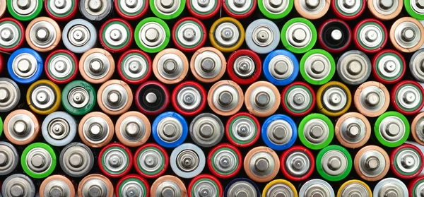 Used batteries top view — Stock Photo, Image