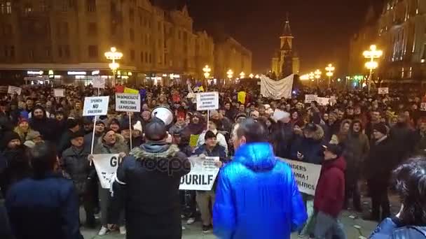 Timisoara cidade protesto — Vídeo de Stock