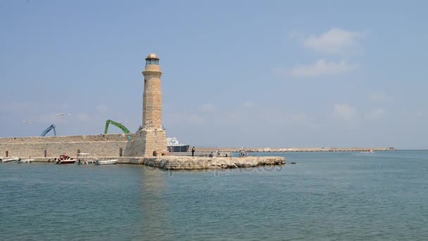 Rethymno lighthouse landmark — Stock Video