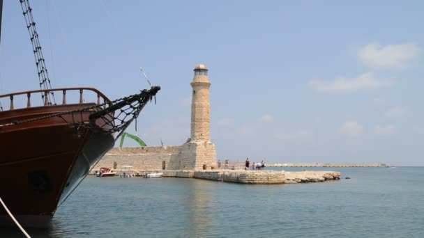 Rethymno vuurtoren landmark — Stockvideo