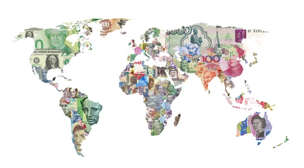 Karta över världen-valuta — Stockfoto