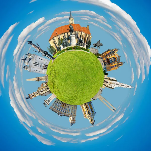 Cluj Napoca tiny planet — Zdjęcie stockowe