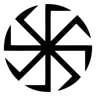 Kolovrat Slav sembolü beyazın üzerinde siyah 