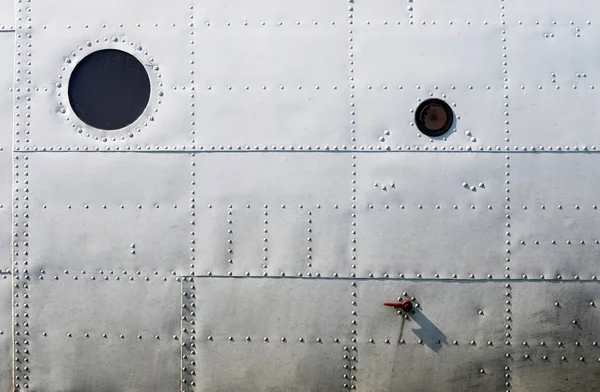 Superfície Alumínio Metal Antiga Textura Fuselagem Aeronaves Sujas — Fotografia de Stock