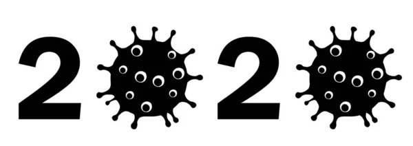 2020 Yıllık Koronavirüs Covid Virüs Pandemik Siyah Ikon Çizimi — Stok fotoğraf