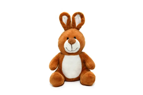 白色背景上的棕色兔子玩具 — 图库照片