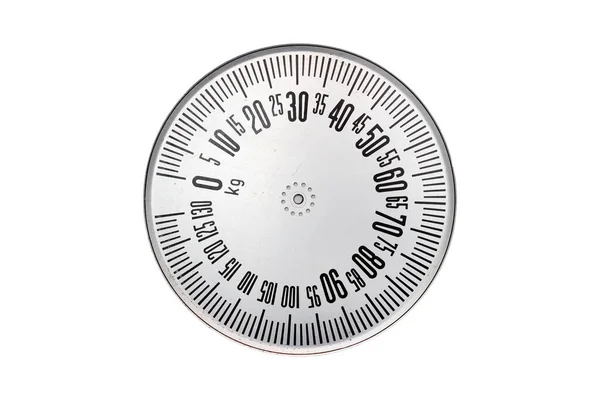 Aluminum Vintage Scale Dial White Background — Stock Photo, Image