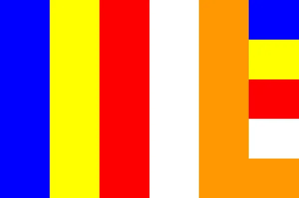 Bandeira Budista Símbolo Internacional Ilustração Religiosa Budismo — Fotografia de Stock