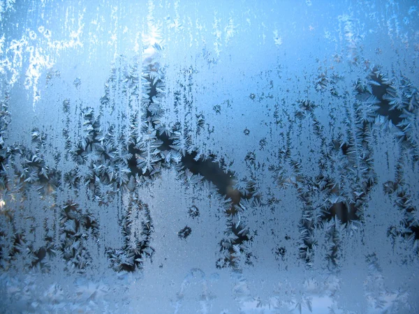 Frosty pattern on winter window — Stock Photo, Image