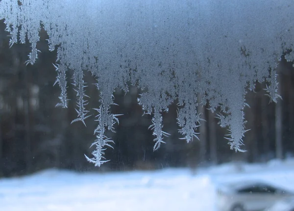 Fenêtre d'hiver gelée — Photo