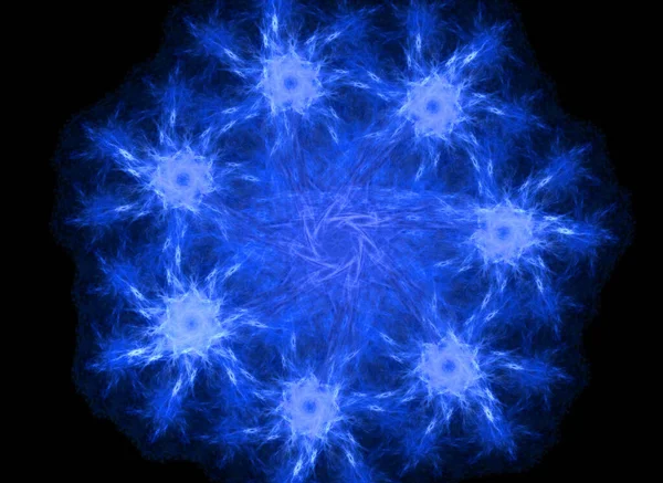 Siyah arka plan üzerine soyut multycolored fraktal simetrik kompozisyon. Oluşturulan bilgisayar grafikleri.