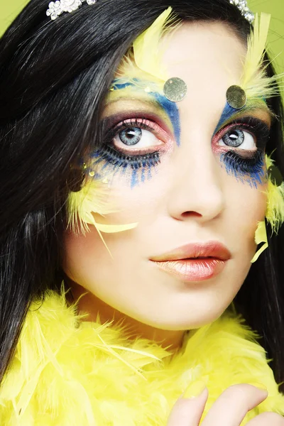 Nyaralás Make-up. Gyönyörű Womans arc. — Stock Fotó