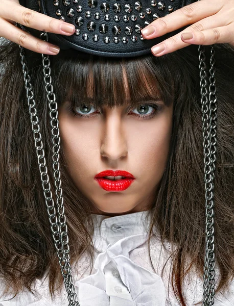 Model with bag. posing in the studio — Stock Photo, Image