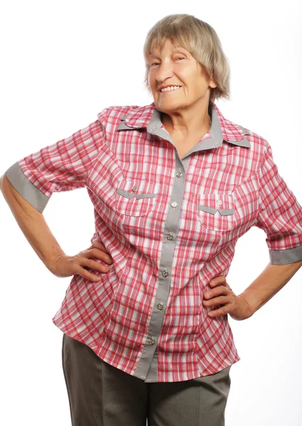 Starší žena izolovaná na bílém — Stock fotografie