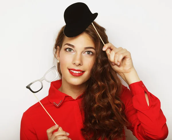 Giocoso giovane donna pronta per la festa — Foto Stock