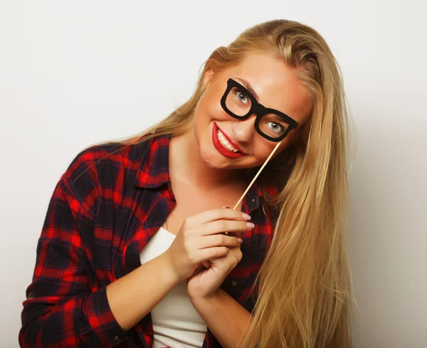 Party bild. Ung kvinna med en part glasögon. — Stockfoto