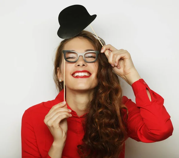 Playful young woman ready for party — Stock Photo, Image