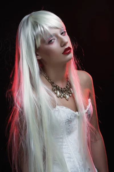 Magic woman with slilver hair — Stock Photo, Image