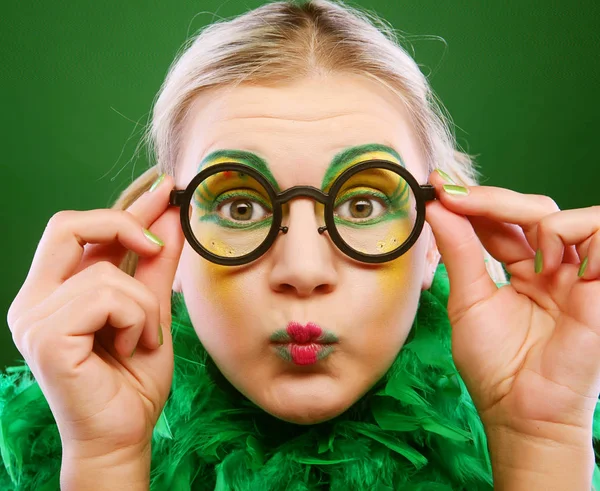 Crazy woman with creative visage — Stock Photo, Image