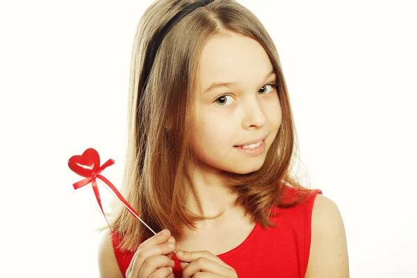 Malá holčička v červených šatech — Stock fotografie