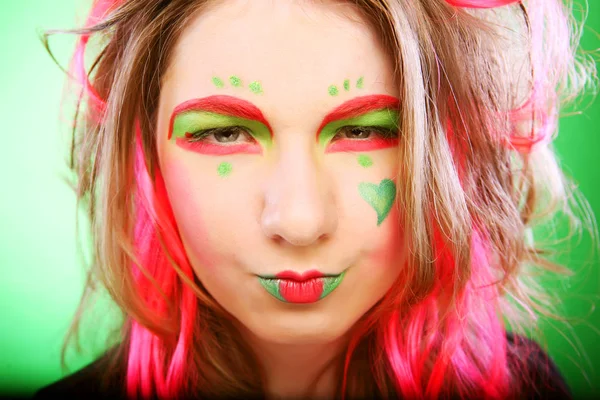 Legrační dívka s jasným make-up — Stock fotografie
