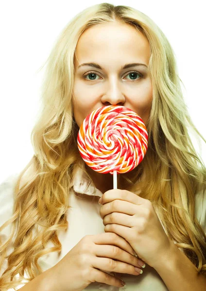 Hübsche junge Frau mit Lolli-Pop. — Stockfoto
