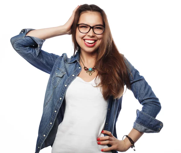 Hermosa joven sorprendida mujer. Captura de estudio. —  Fotos de Stock