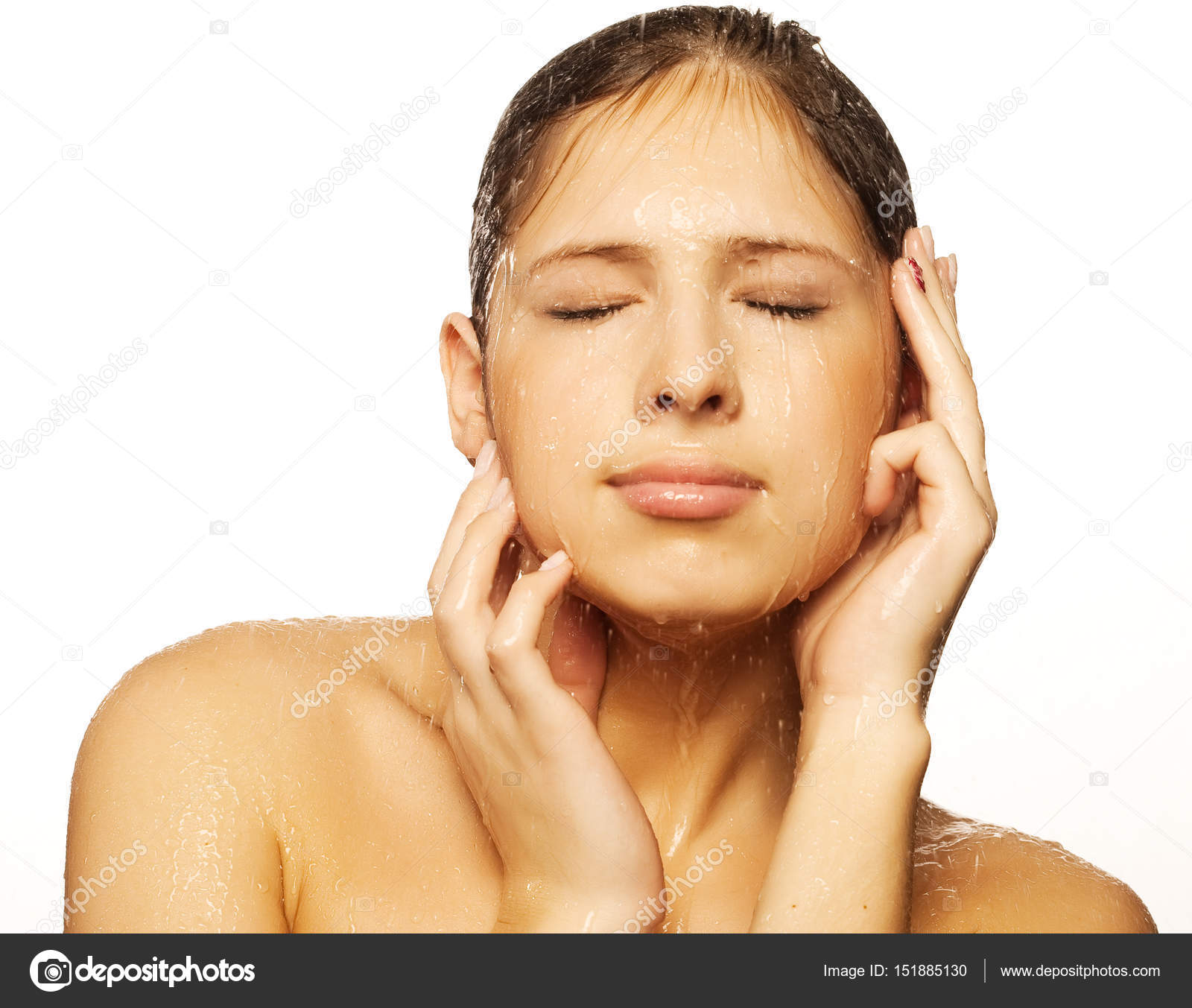 Woman face with water drop — Stock Photo © kanareva 151885130