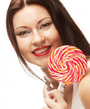 lolipop olan güzel kadın.