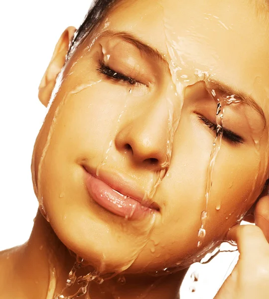 woman face with water drop